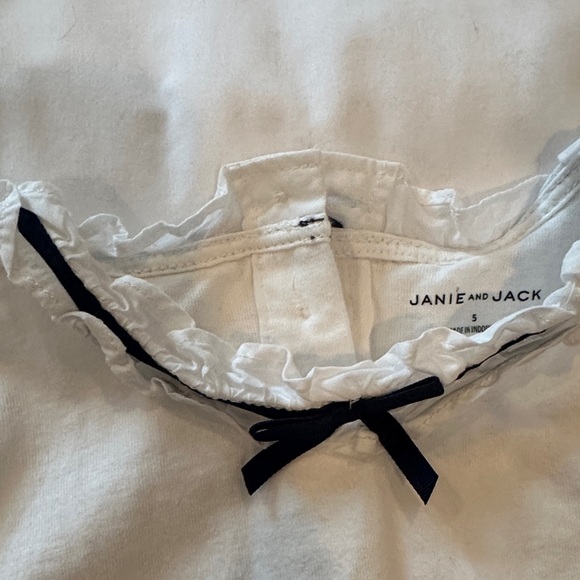 Janie and Jack White Long Sleeve Top with Black Bow - Picture 2 of 2